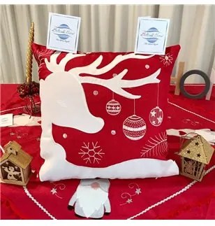 Coppia Federe Cuscino Arredo Natalizio Botticelli Home Renna