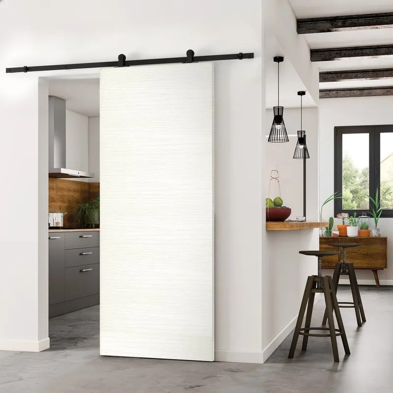 Porta scorrevole reversibile Kent in mdf bianco, L 93 x H 212 cm, con binario Retro