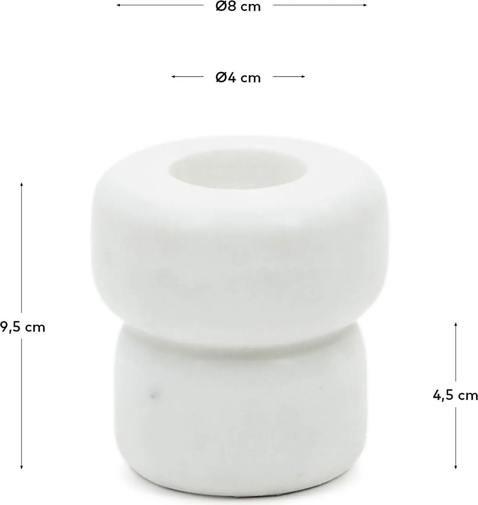 Kave Home - Candelabro piccolo Signe in marmo bianco 8 cm