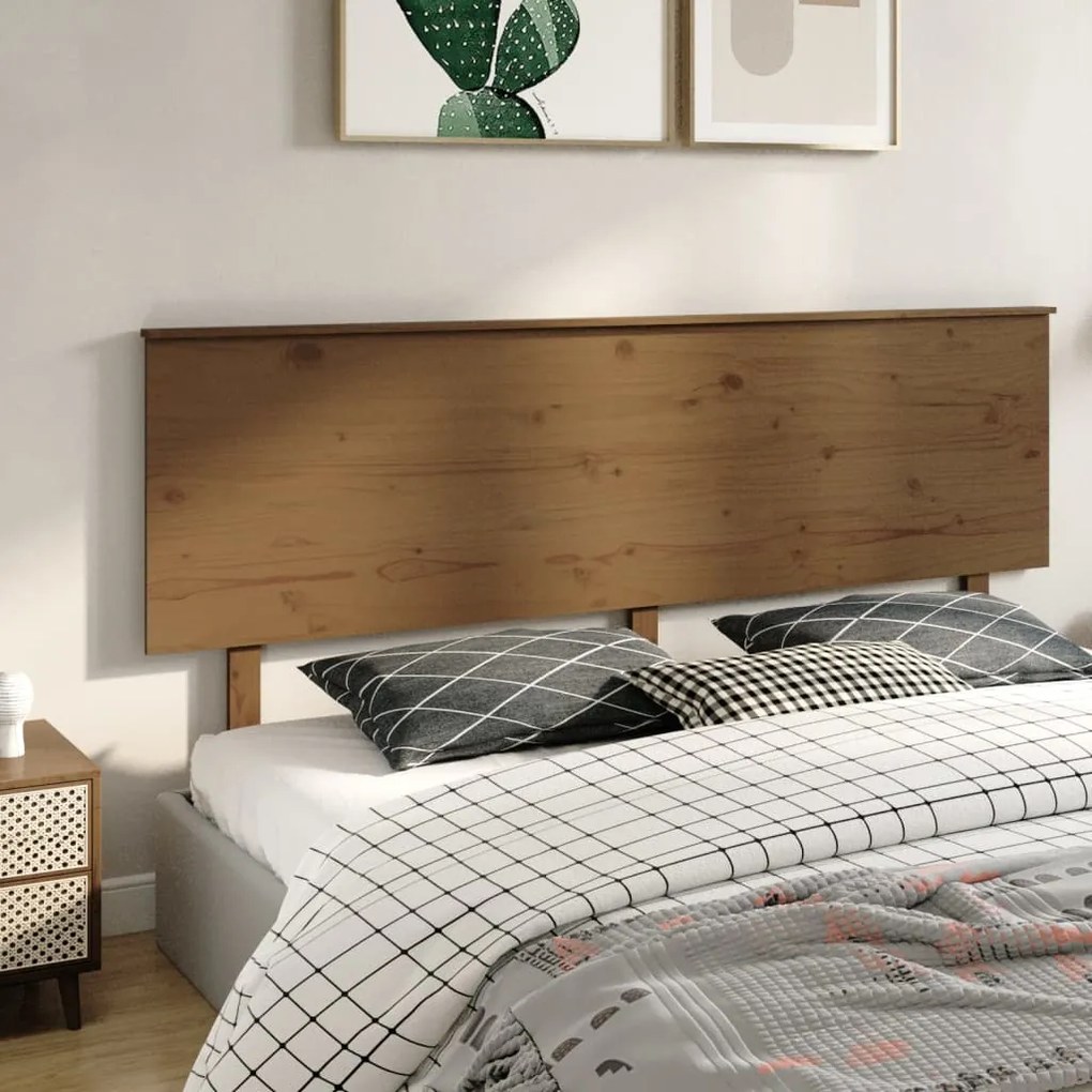 Testiera per Letto Miele 204x6x82,5cm in Legno Massello di Pino