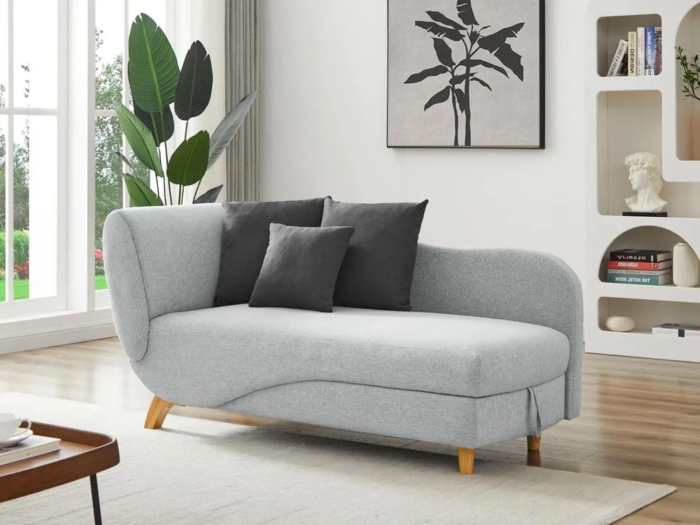 Chaise longue letto con contenitore in Tessuto Grigio - Angolo a destra - PENELOPE