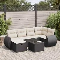 Set Divani da Giardino con Cuscini 7pz Nero Polyrattan 3325592