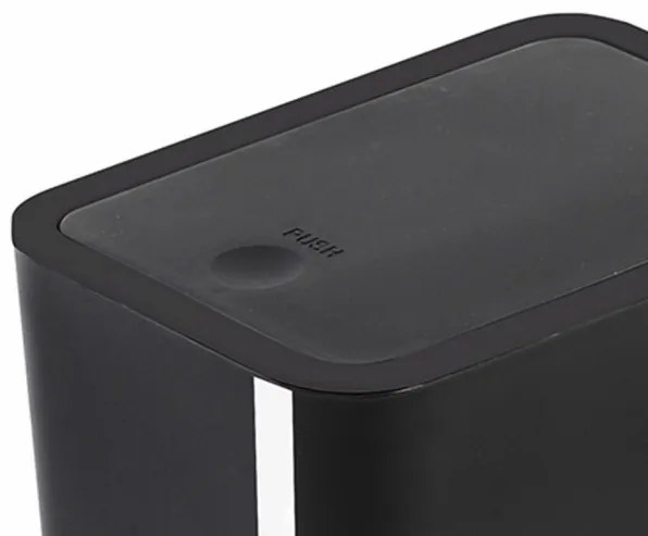 Pattumiera 8 litri Nera in Plastica Con Coperchio Push Moderna