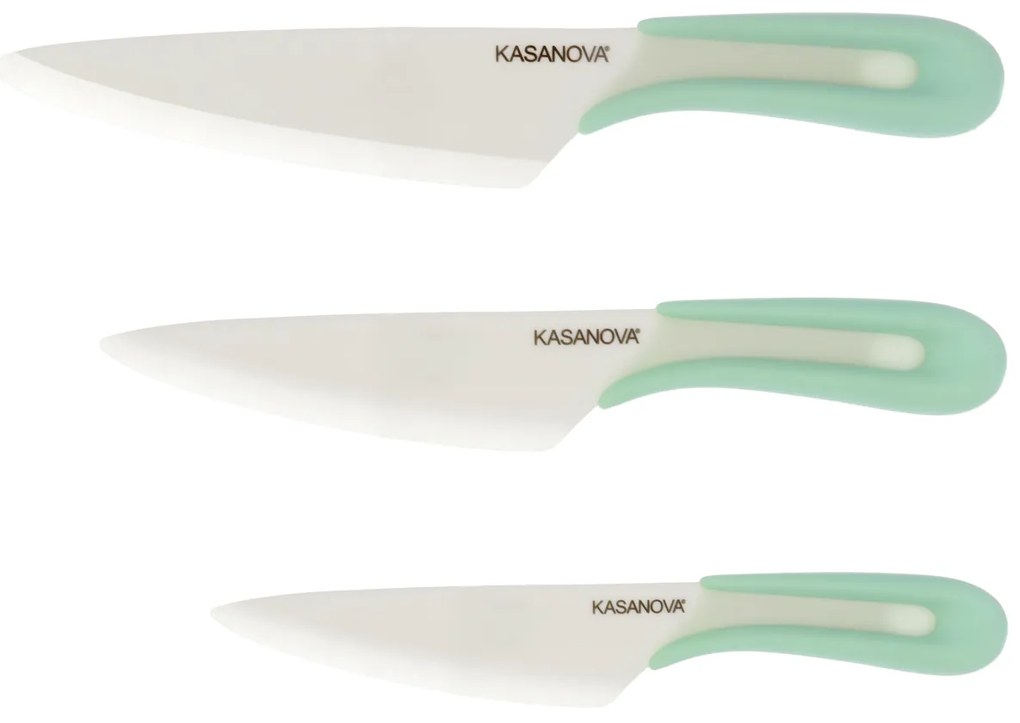 Set coltelli da 3 pezzi, con manico verde