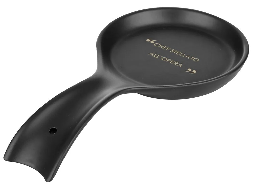 Poggiamestolo nero 22 cm stoneware scritta Quotes