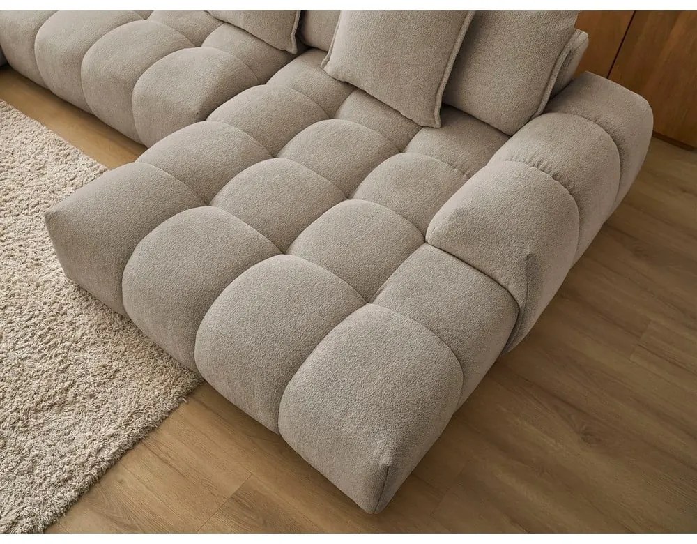 Divano angolare grigio tortora allungabile e con contenitore (penisola a sinistra/a U) con rivestimento in ciniglia Everest – Bobochic Paris