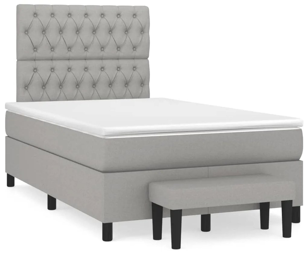 Giroletto A Molle Con Materasso Grigio Chiaro 120x190cm Tessuto /