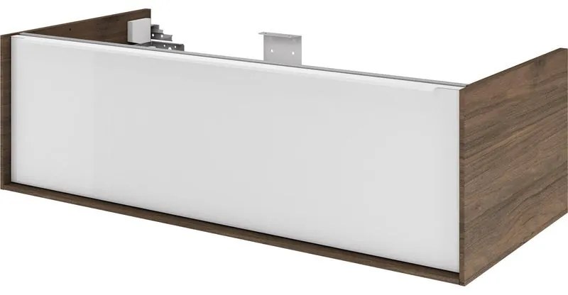 Mobile da bagno sotto lavabo SENSEA Neo noce laccato lucido L 105 x H 32 x P 48 cm 1 cassetto, lavabo non incluso