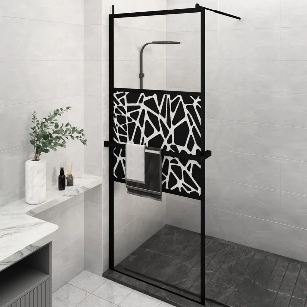 Parete Doccia Walk İn Mensola Nera 80x195cm Vetro Esg Alluminio /
