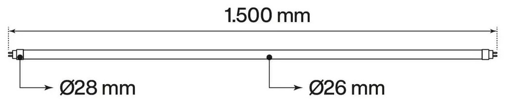 Tubo LED T8 per banchi Ittici 150cm 25W - Banco Pesce Colore Bianco Freddo 5.000K