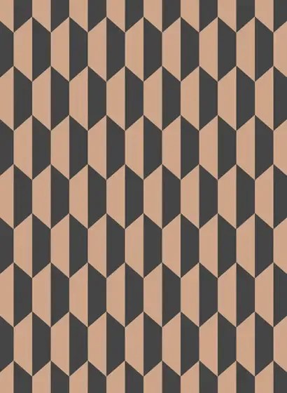 Cole & Son Carta da parati Petite Tile Icons - Charcoal/ Bronze