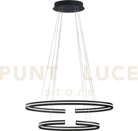 Lampadario a sospensione led clarke nera 60w 6750lm 4000k doppio ce...