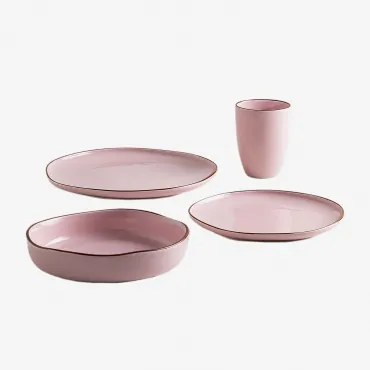 Stoviglie in porcellana da 16 pezzi Bremen Rosa Dahlia - Sklum