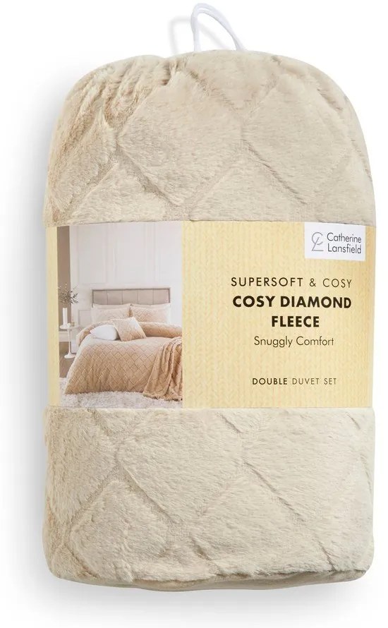 Set copripiumino e federa beige in micropile per letto matrimoniale e per letto esteso 230x220 cm Cosy Diamond – Catherine Lansfield