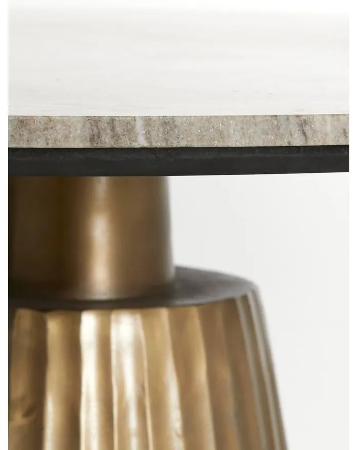 Tavolo da pranzo rotondo in bronzo e colore naturale con piano in marmo ø 100 cm Rianne - Light & Living