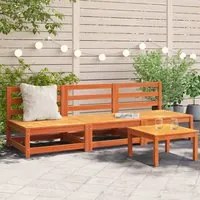 Divani Senza Braccioli Giardino 3pz Marrone Cera 70x70x67 Pino 837932