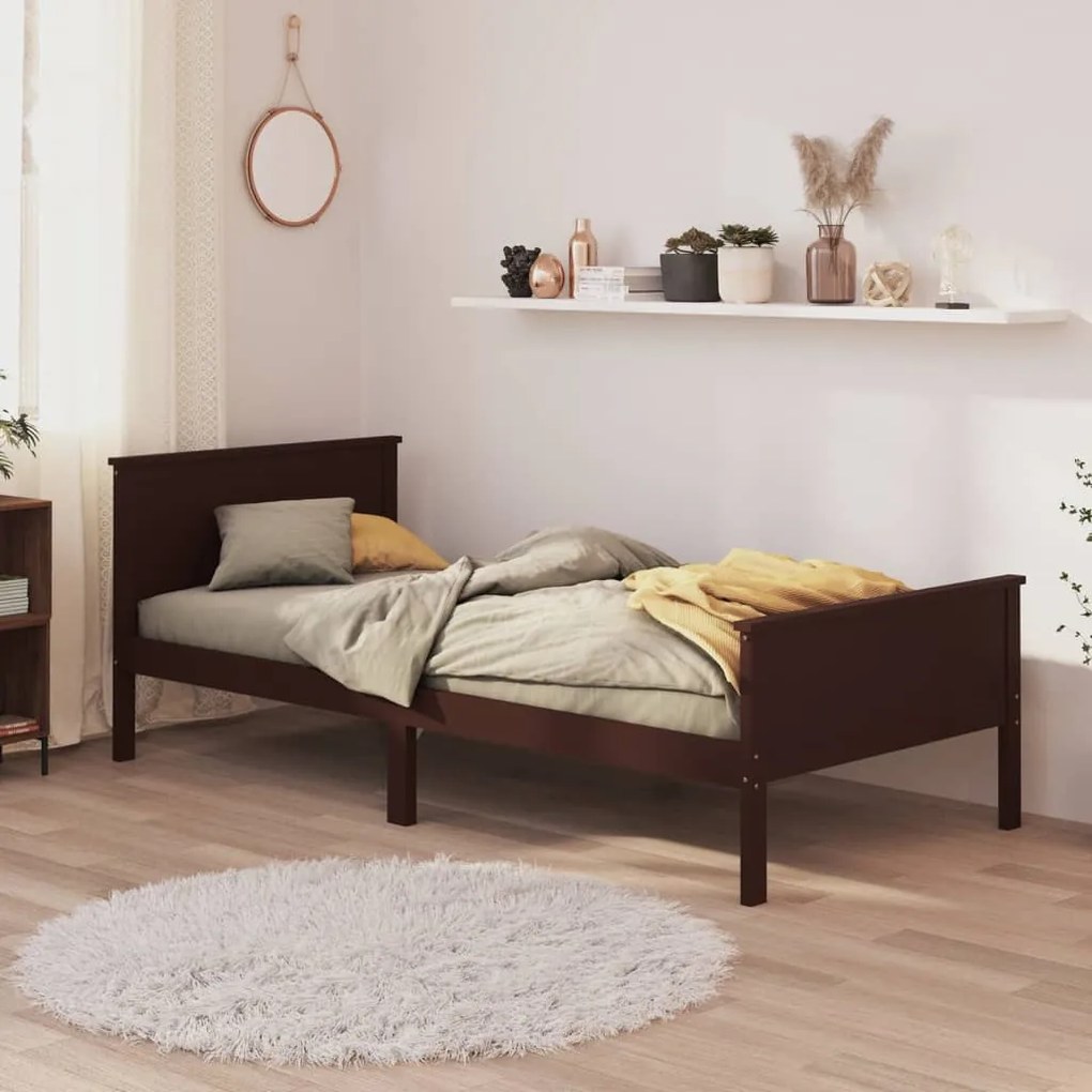 Giroletto Marrone Scuro İn Legno Massello Di Pino 90x200 Cm /