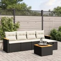 Set Divano da Giardino 6 pz con Cuscini Nero in Polyrattancod mxl 89759