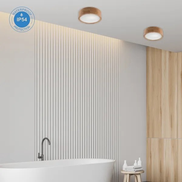 Plafoniera OAK 2xE27/15W/230V IP54 rovere Ø 27 cm