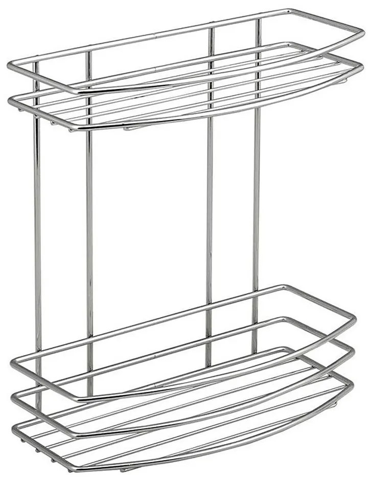 Aqualine - Mensola a muro per doccia a due livelli CROMO LINE cromo lucido