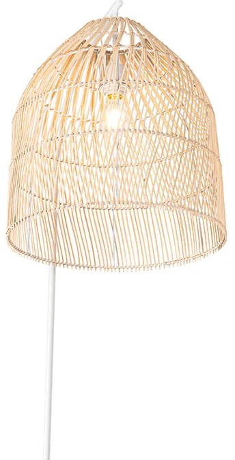 Lampada da terra rustica bianca con rattan - Sam