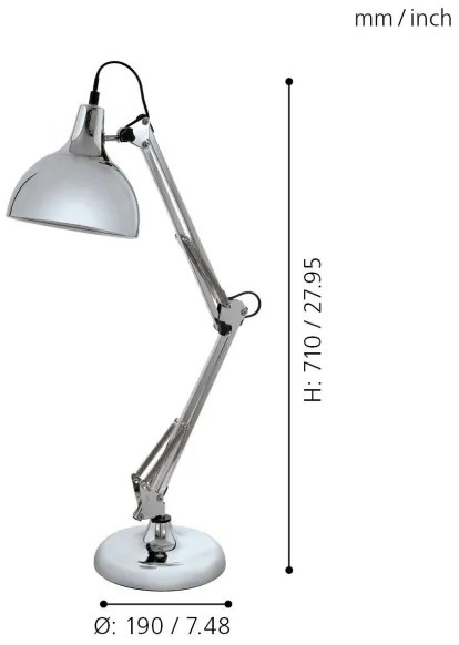 Eglo 94702 - Lampada da tavolo BORGILLIO 1xE27/40W/230V