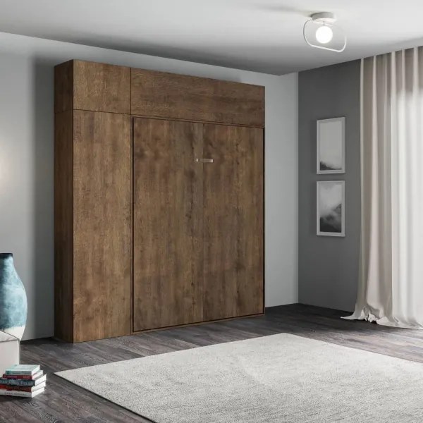 Letto a scomparsa con mobili una piazza e mezza 120 cm KENTARO Noce