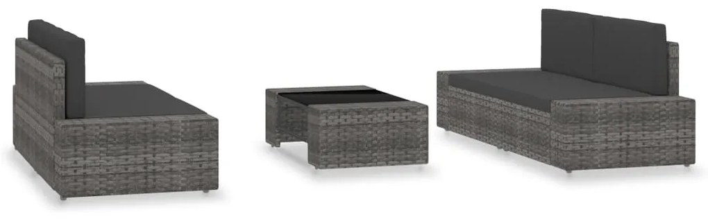 Set divani da giardino 5 pz in polyrattan grigio