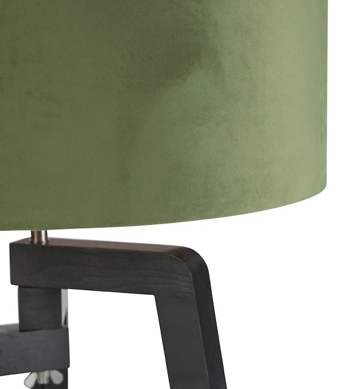 Lampada da terra a treppiede nera con paralume verde e oro 50 cm - Puros