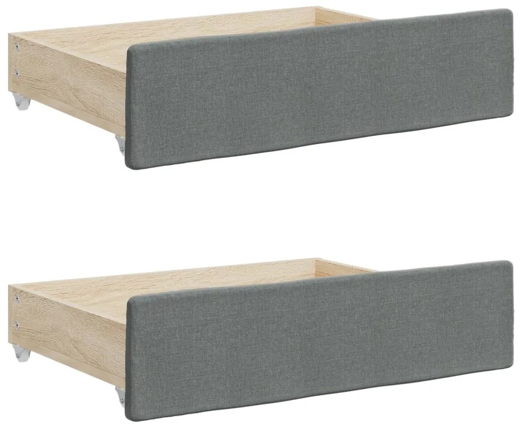 Cassetti da letto 2pz grigio scuro legno multistrato e tessuto