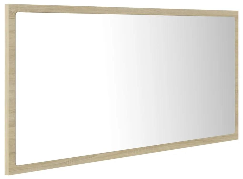 Specchio da bagno led rovere sonoma 90x8,5x37 cm in acrilico