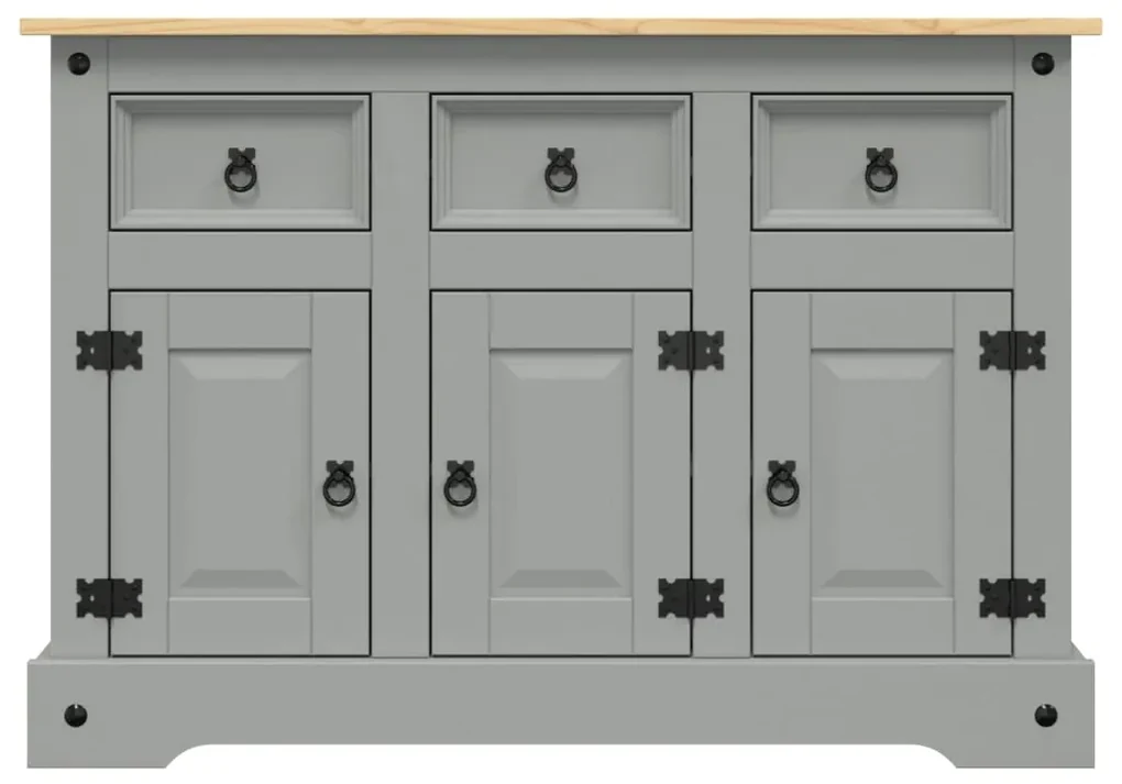 Credenza corona grigia 112x43x78 cm in legno massello di pino