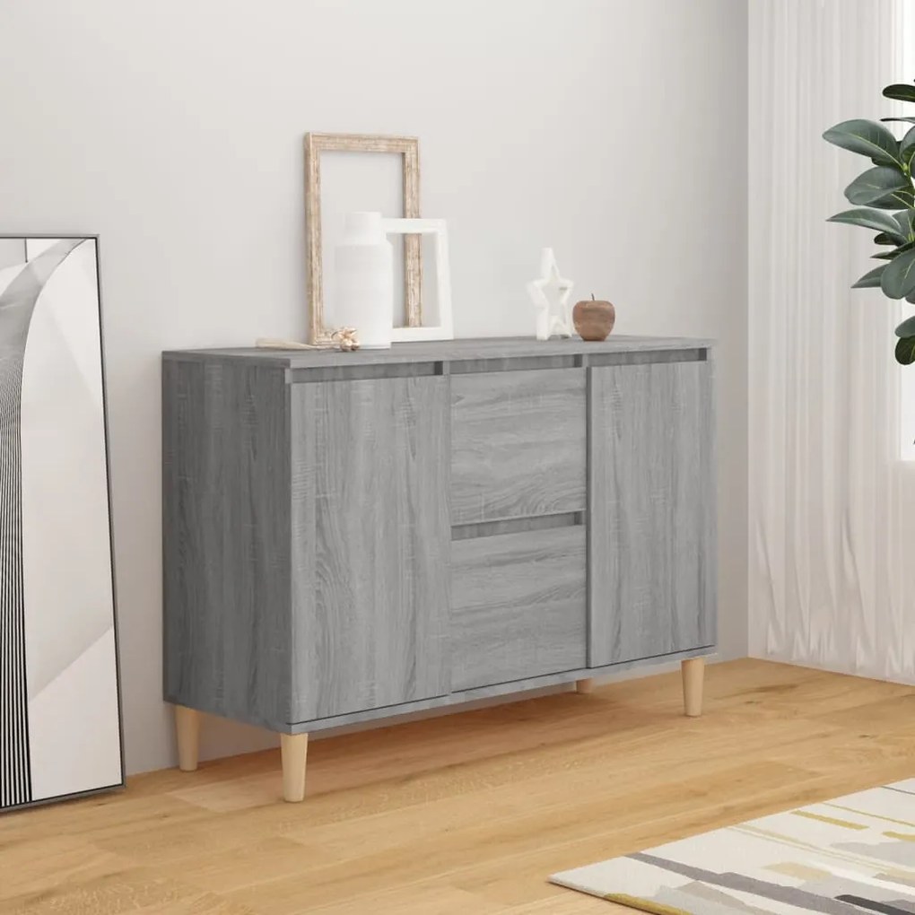 Credenza Grigio Sonoma 101x35x70 Cm İn Legno Ingegnerizzato /