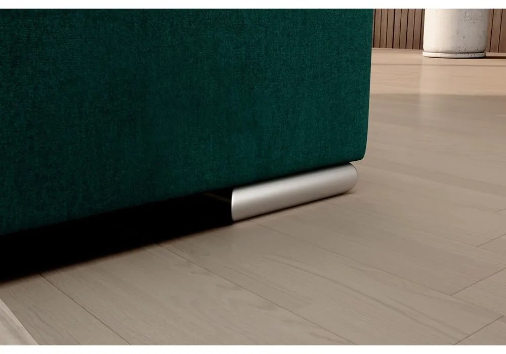 Divano angolare verde allungabile/con contenitore (con penisola a destra/a L) e rivestimento in velluto Sado – ELTAP