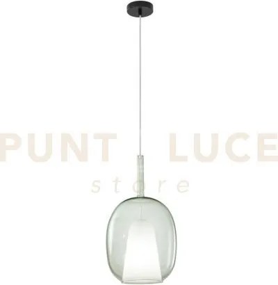 Lampadario a sospensione pirex verde in vetro 1 luce attacco e27 ba...