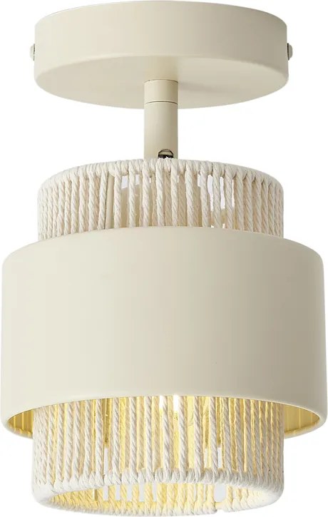 Faretto moderno beige con corda, ruotabile e inclinabile - Kora