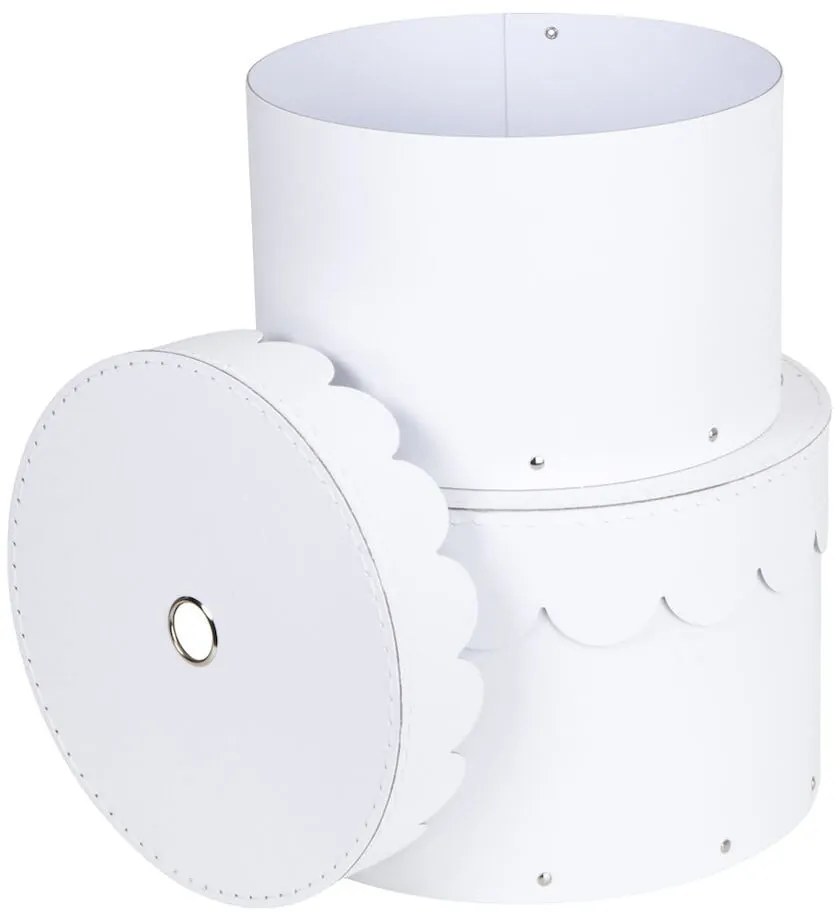 Scatole in set con coperchio bianche in cartone 2 pz ø 26x17,5 cm Wilma Paper Laminate – Bigso