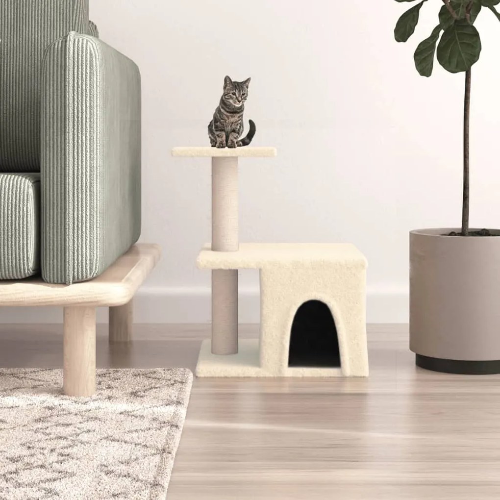 Albero Per Gatti Con Tiragraffi İn Sisal Crema 48 Cm /