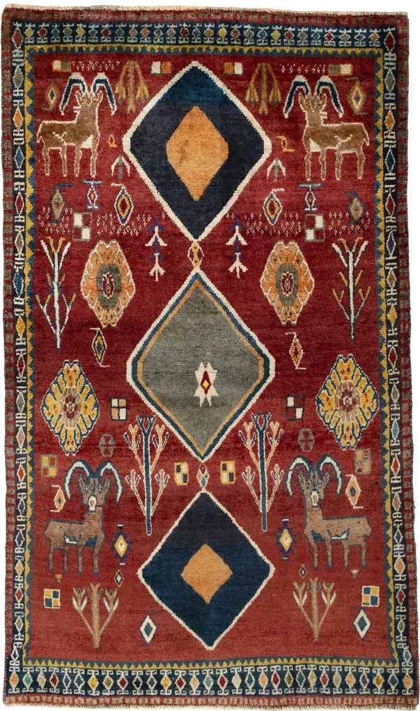 Gabbeh Tappeto 110x190 Rosso (Iran) Annodato A Mano