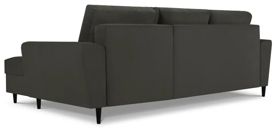 Divano angolare nero allungabile e con contenitore (con penisola a destra/con chaise lounge) con rivestimento in velluto a coste Kyoto – Cosmopolitan Design