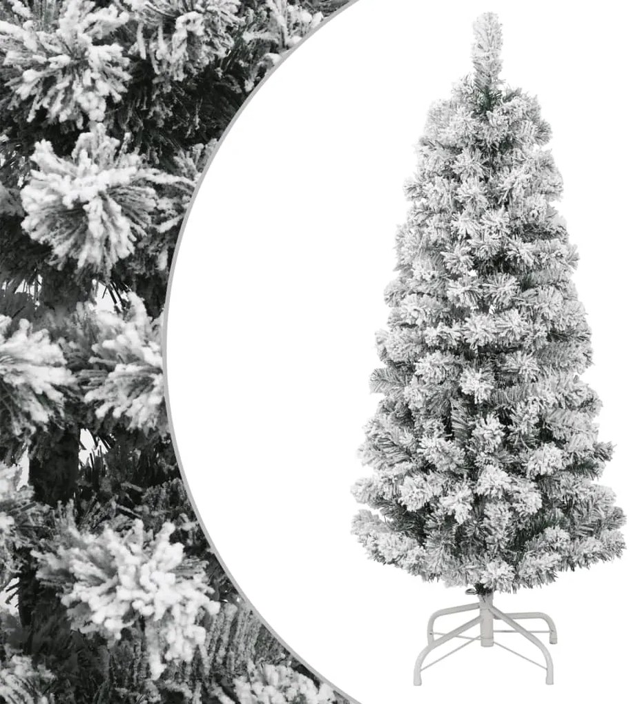 Albero Natale Artificiale Incernierato Con Neve Fioccata 120 Cm /