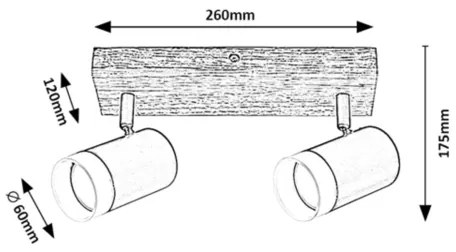Rabalux 73122 - Plafoniera TORAS 2xGU10/5W/230V rovere