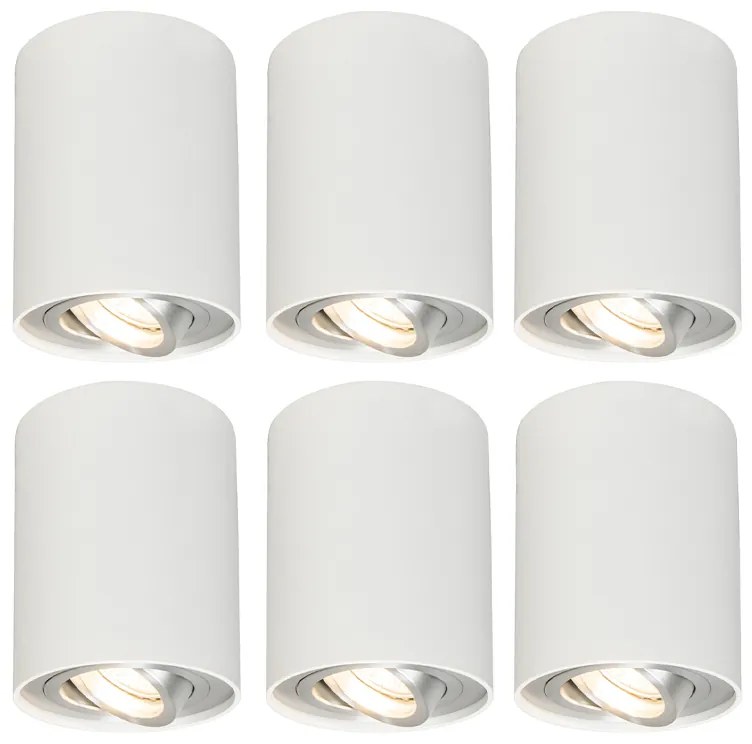 Set di 6 faretti orientabili e inclinabili bianchi - Rondoo up