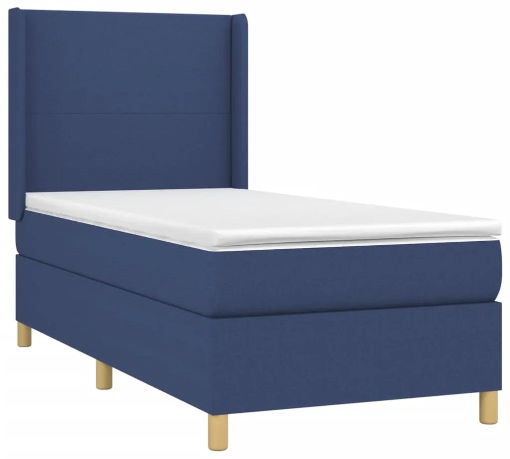 Letto a molle con materasso e led blu 80x200 cm in tessuto