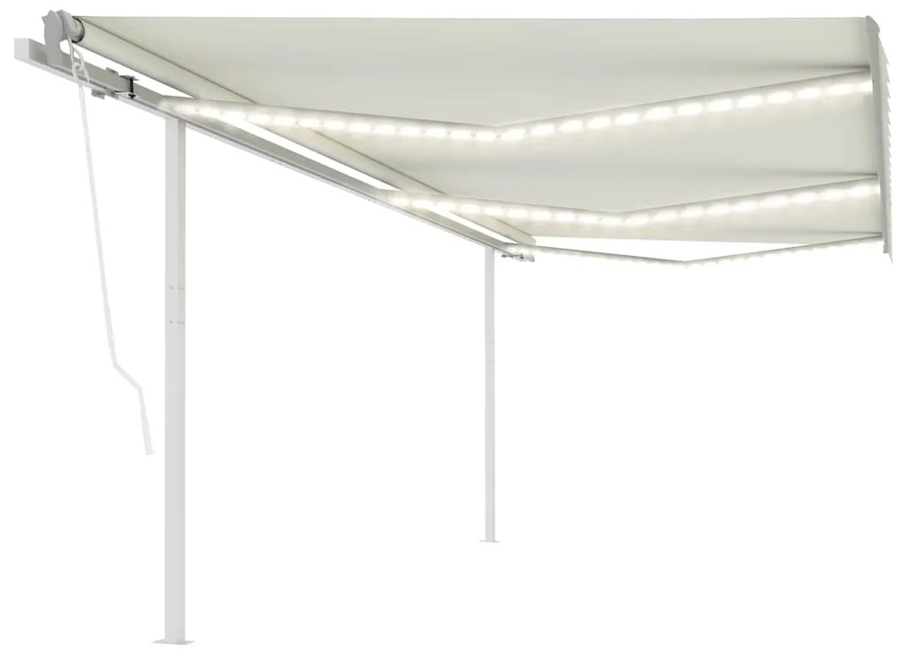 Tenda Da Sole Automatica Con Sensore Vento E Led 6x3,5 M Crema /