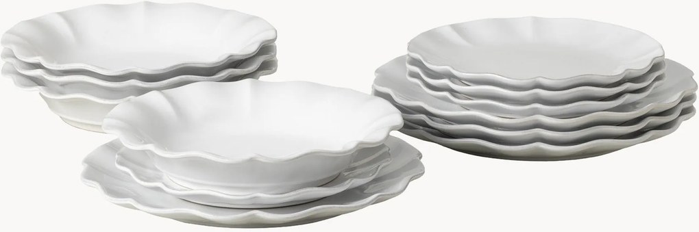 Servizio di piatti con bordo dipinto a mano Rosa 12 pz