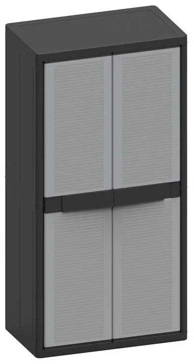 Armadio alto Jumbo Cab 2900 Qblack TERRY STORAGE in polipropilene, grigio L 89.7 x H 180 x P 53.7 cm 2 ante, adatto per interno/esterno