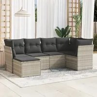 Set Divano da Giardino 6pz con Cuscini Grigio Chiaro Polyrattan 3217952