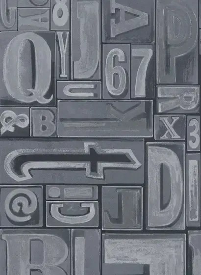 Ralph Lauren Carta da parati Copeley Letterpress - Zinc