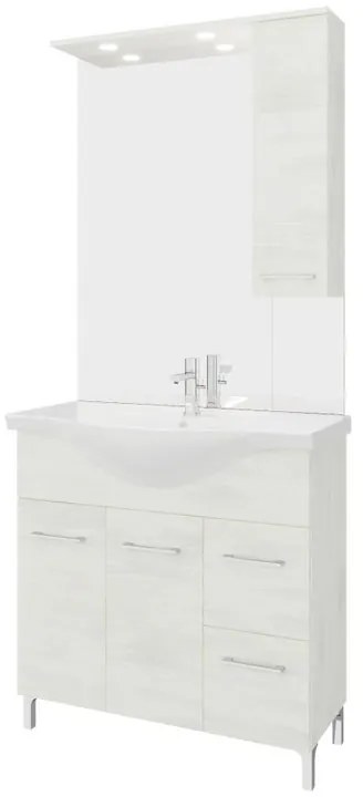 Mobile sottolavabo e lavabo con sifone Symoa legno bianco in truciolare L 85 x H 81.5 x P 50.5 cm 1 vasca, 2 ante 2 cassetti